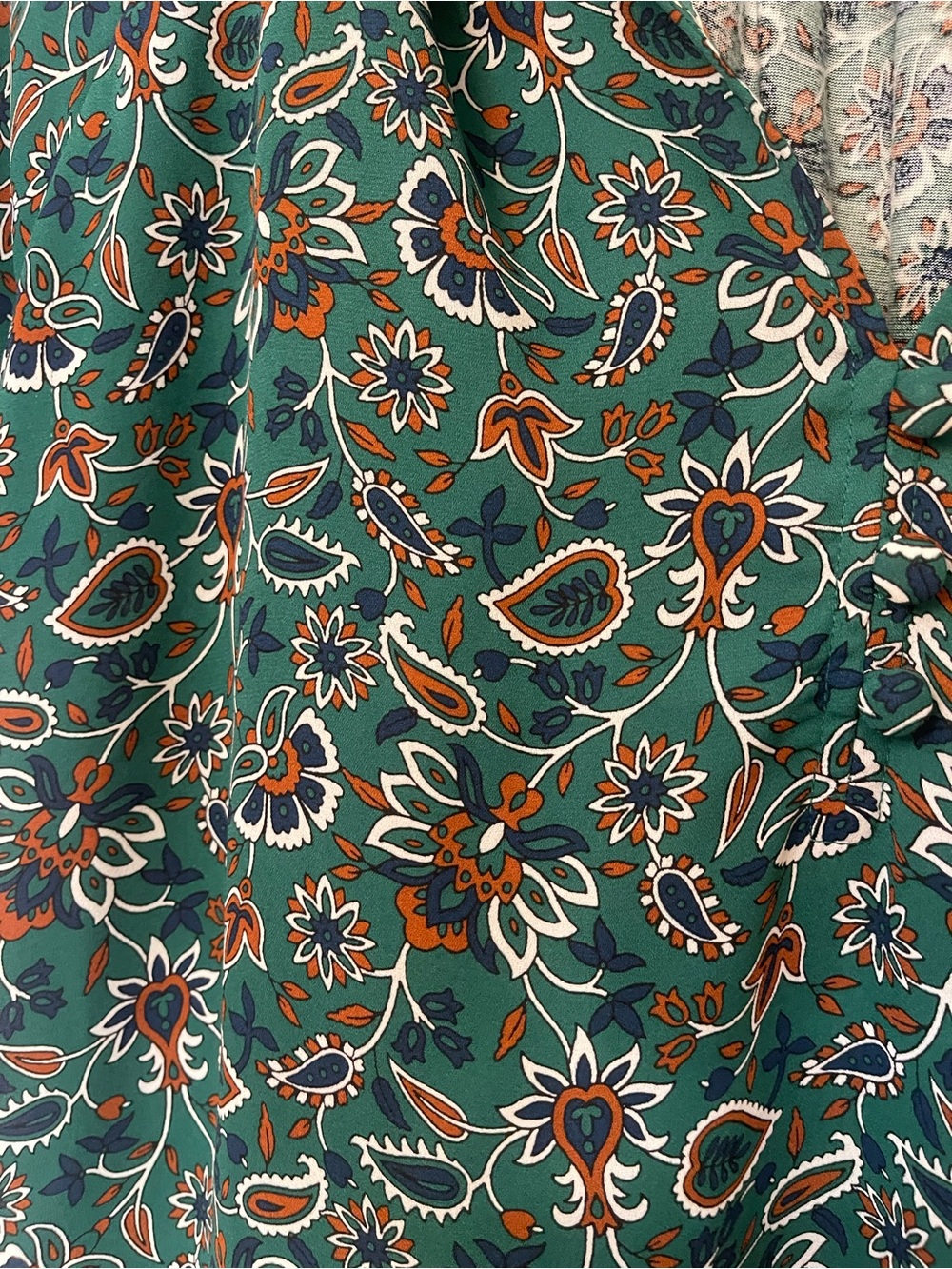 LOFT Red Multi-Print Ruffle Tie Neck XL Blouse - Picture 3 of 5